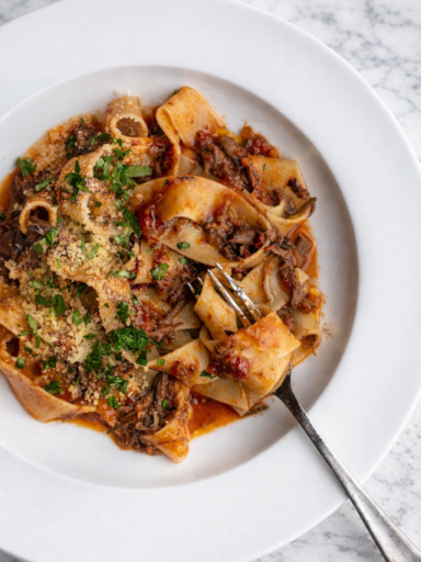 1. short rib ragu served over pappardelle pasta
